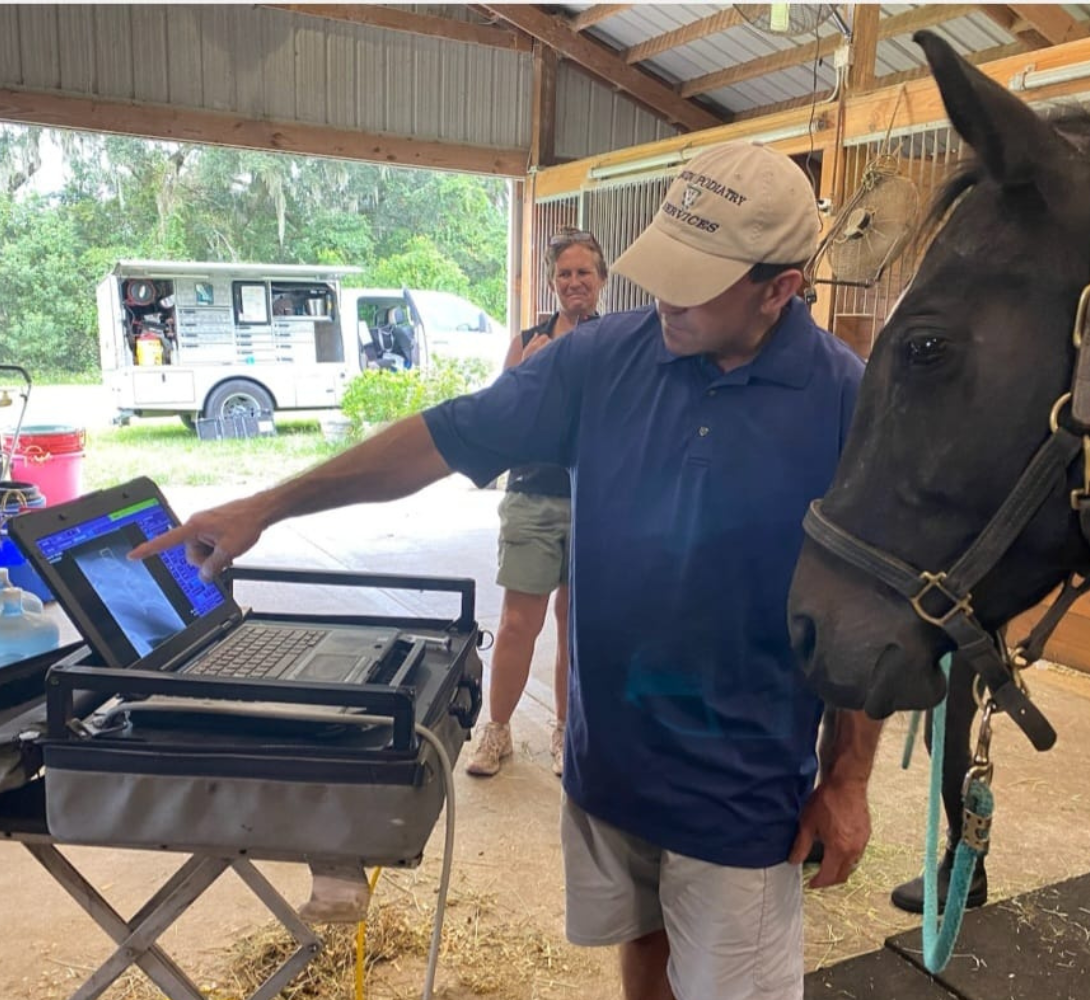 Dr. Brent Barrett of Barrett Equine Lameness looking at radiographs - Ocala, FL and Colorado Springs, Colorado